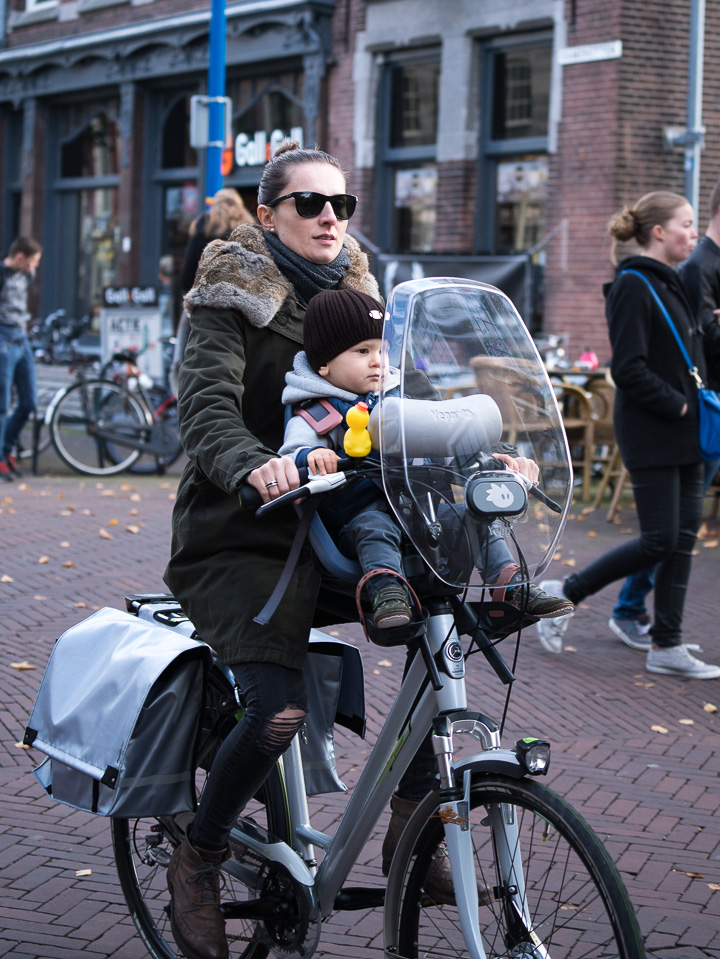 Mother and child on a bicycle