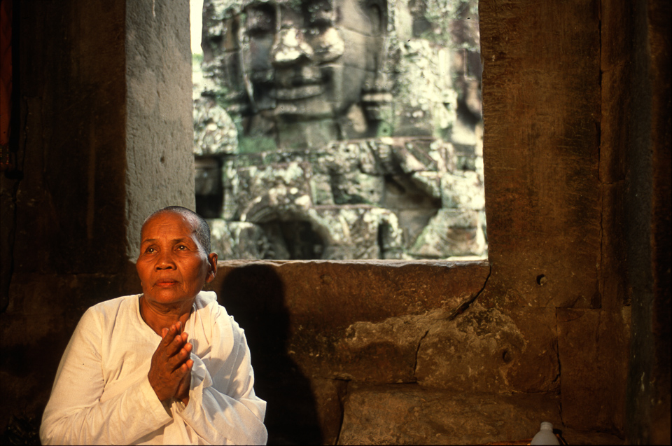 Nun at Angkor Wat Cambodia © 2014 Charles & Mary Love
