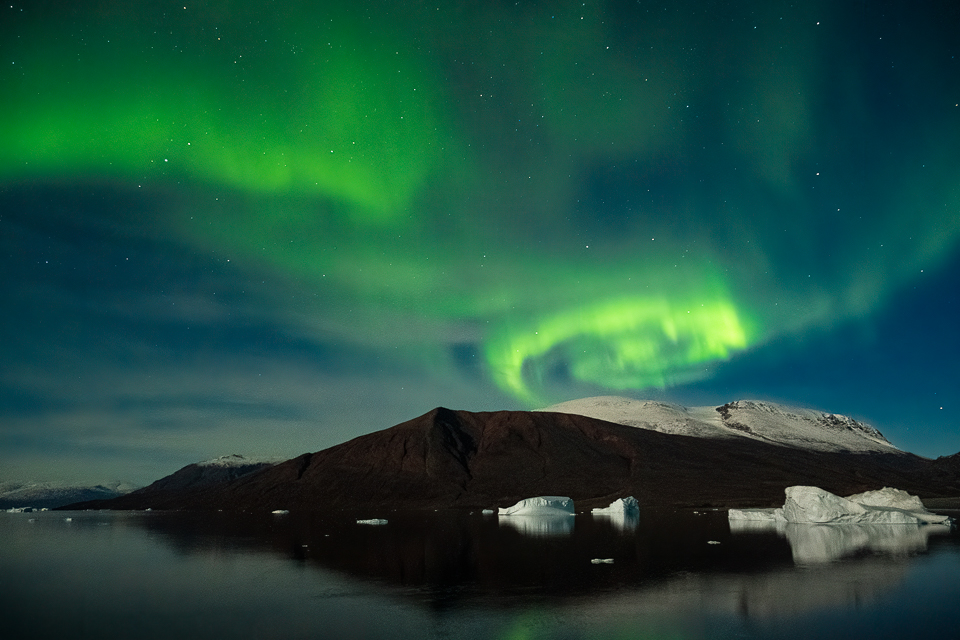 Northern Lights over Scoresby Sound, Greenland